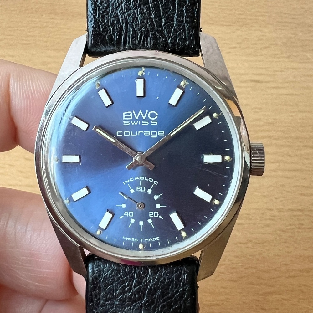 VINTAGE RARE BLUE DIAL BWC COURAGE WATCH 17 JEWELS SWISS MADE MEN WOMEN UNISEX